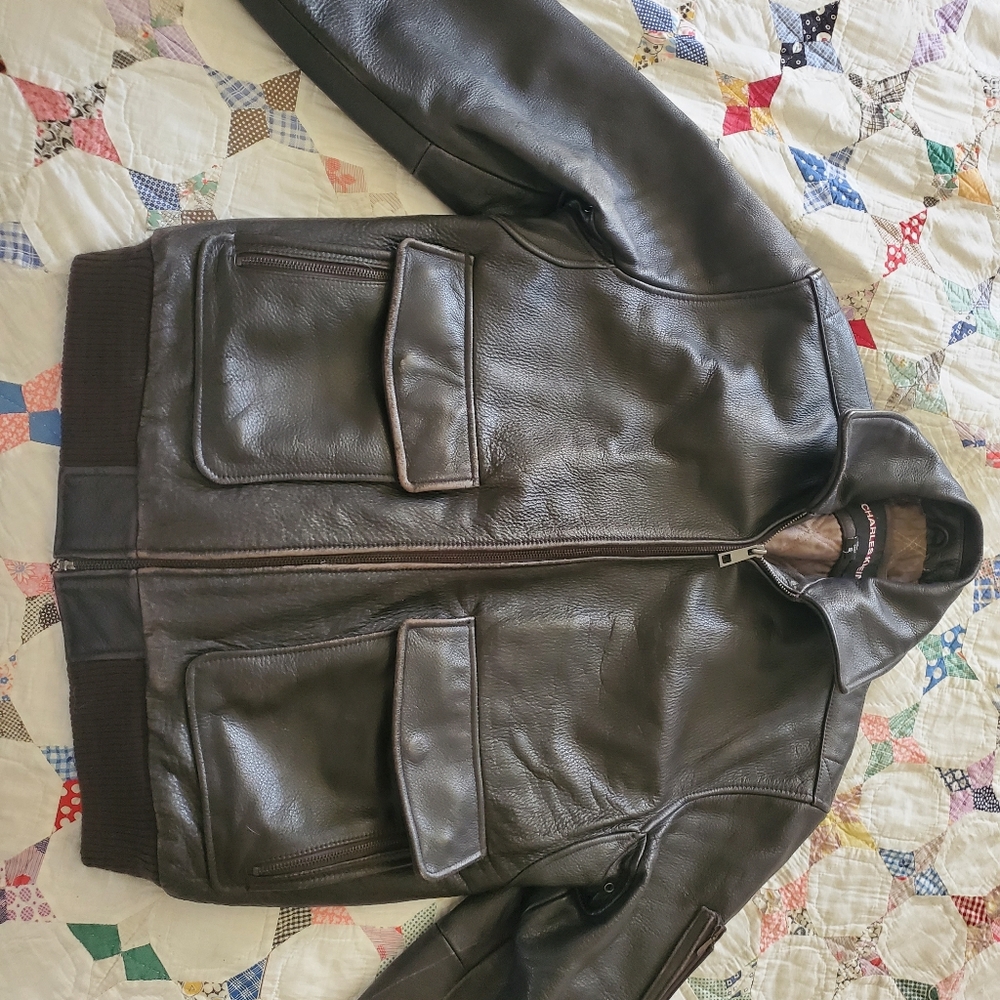 Men's leather bomber jacket size Small